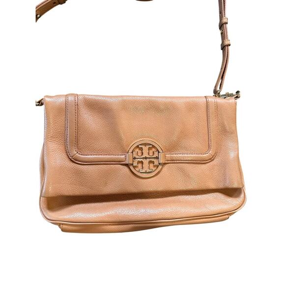 Tory Burch Amanda Pebbled Leather Foldover Crossbody Bag - Picture 2 of 8